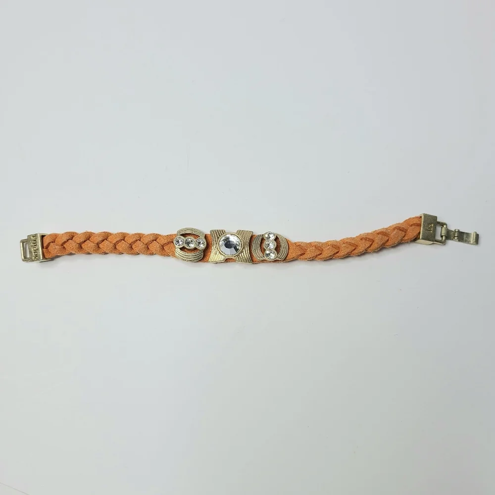 Lia Sophia Orange Suede Braided Boho Bracelet